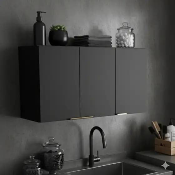 Armário Aéreo Multiuso 90cm de Lavanderia - para parede com 3 portas