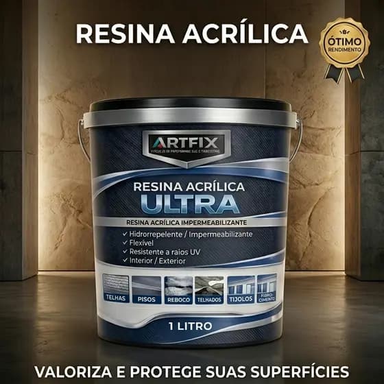 Resina Acrílica 3,6L Brilho Incolor à Base de Água para Tijolo, Telha e Parede