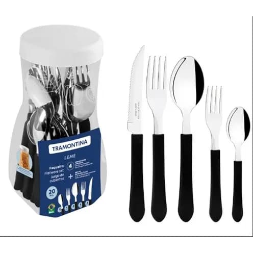 Faqueiro Tramontina Leme 20 Peças Aço Inox Preto