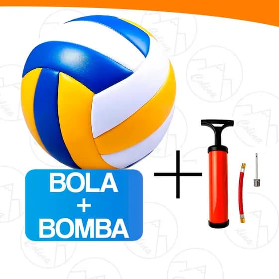 Bola de Volei + Bomba de Encher Ar Profissional Quadra Praia Areia Voleibol 22cm Tamanho Filial