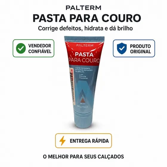 Pasta de Couro Palterm Marrom para Tênis Hidrata Cobre Defeitos e Proporciona Brilho Duradouro