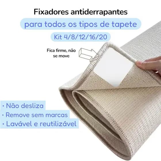 Fixadores Antiderrapantes para Tapetes e Sofá – Não Desliza, Lavável e Reutilizável