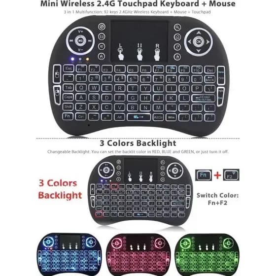 Mini Teclado Controle Usb Touchpad Smart Tv Pc Ps3- Iluminado