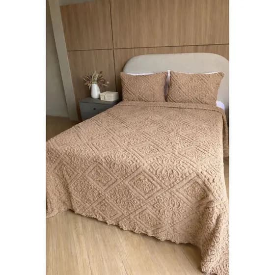 Colcha Jacquard Extra Macio Premium 2,50m x 2,20m Cobertor Microfibra Aveludada+2 Fronhas