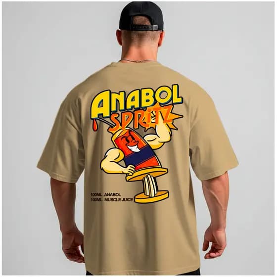 Camiseta Oversized Masculina Anabol Spritz Musculação Meme Academia Anime Scape