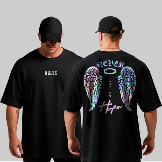 Camisa Oversized Never Give Up Para Treinar Algodão Streetwear Academia 0375 Anime Scape