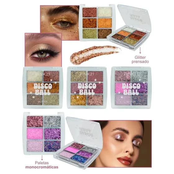 Paleta Disco Ball: Brilhe como uma Estrela com Glitters Prensados