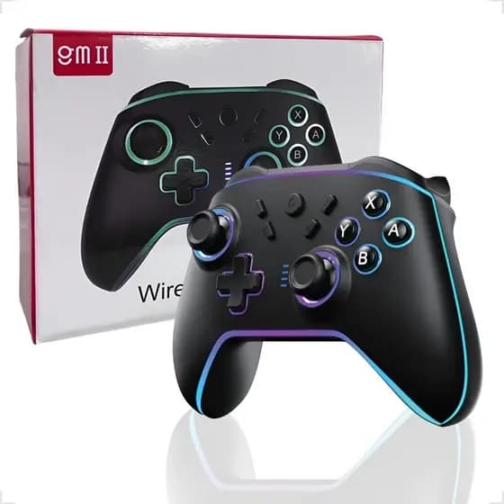 Controle Gamer Sem Fio Wireless Bluetooth Com Luz De Led RGB GM II SN2208
