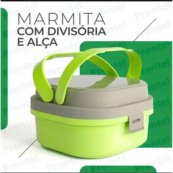 Pote Hermético Marmita Fit Com Alça e Divisórias Prática Plasvale Adulto e Infantil Cores Sortida
