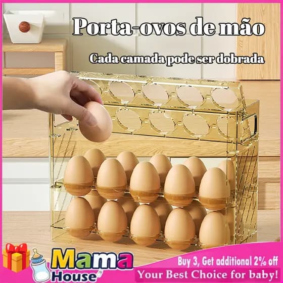 Organizador de Ovos com Timer Caixa de Ovos para Geladeira Porta de Geladeira 30 Ovos