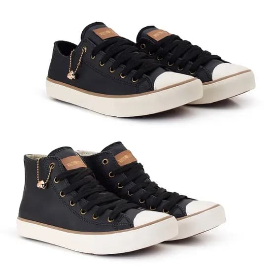 Tenis white star cano alto e cano baixo com pingente original