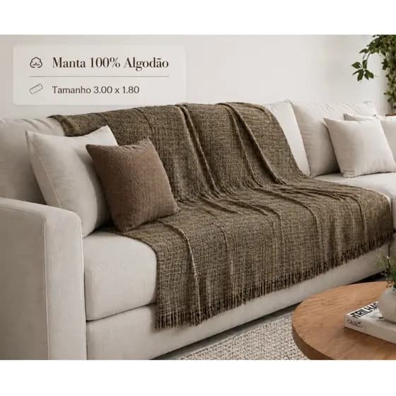 Manta Decorativa para Sofá 3,00x1,80m – Conforto, Estilo, Proteção e Versatilidade