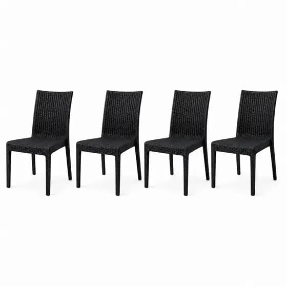 Kit Cadeira Rattan Fibra Sintética Área Gourmet Piscina Jardim Varanda Cozinha Moderna Reforçada