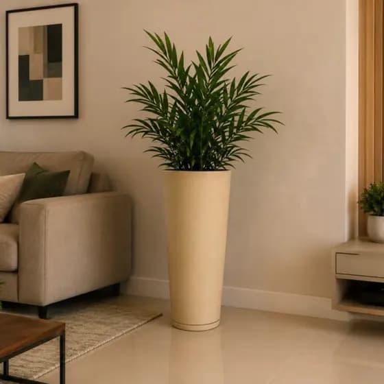 Vaso para Plantas Coluna Ibiza Escovada P 59 cm Com Prato Coletor