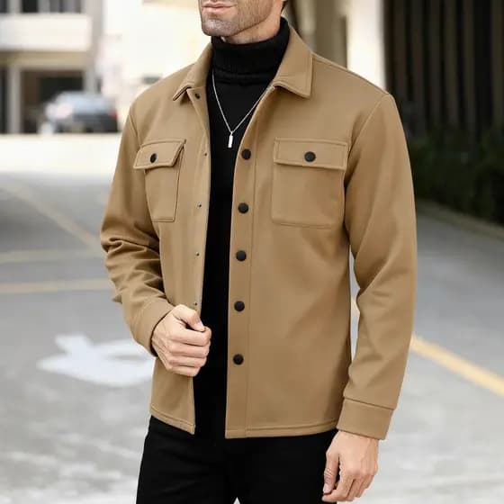 Jaqueta Masculina Nova de Outono/Inverno 2025, Estilo Casual Europeu e Americano, Forrada de Lã, Cardigã RUFN