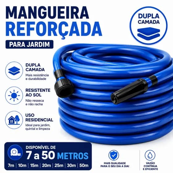 Mangueira Jardim 7/16 Reforçada Dupla Camada Resistente 7m 10m 15m 20m 25m 30m 40m 50m