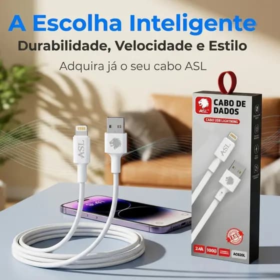 CABO USB SILICONE LIGHTNING PARA IPHONE 2.4A AC620L ASL