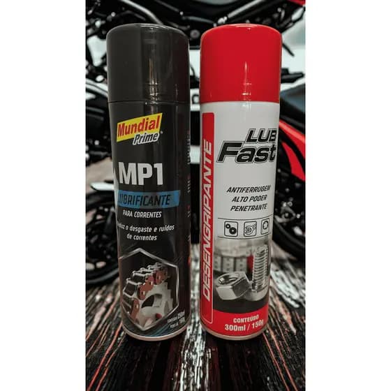 Kit Lubrificante e Desengripante Spray – MP1 Corrente 250ml + Lub Fast Antiferrugem 300ml Mundial Prime