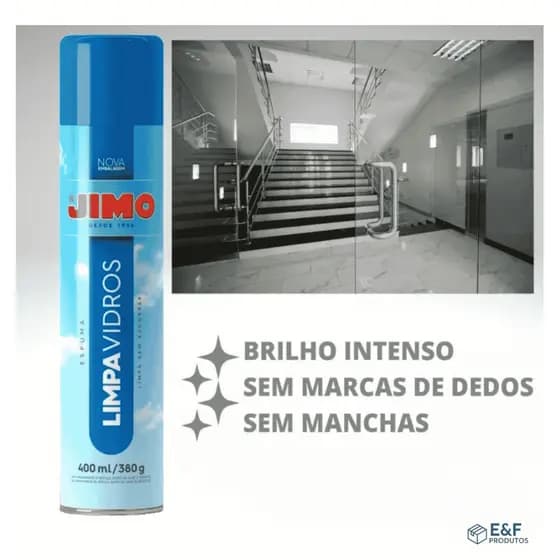 Limpa Vidros Jimo em Espuma – Limpeza Rápida e Eficiente para Vidros, Espelhos e Superfícies