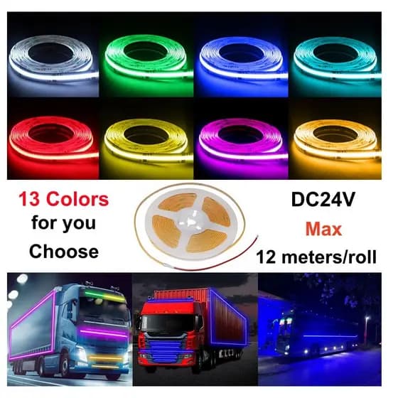 Faixa De LED COB 12V 24V 8mm 320LED/m , Fita Cortável Flexível , Vários Comprimentos E 13 Cores Para Você Escolher , Car