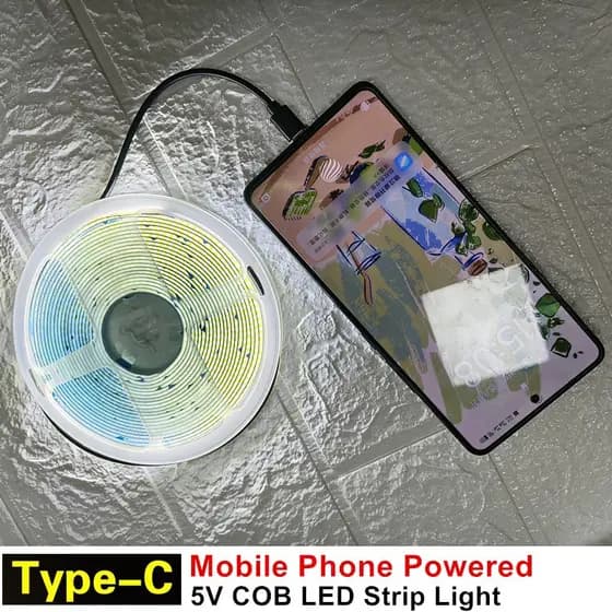 Conector Portátil De Luz De Tira LED COB Tipo C-Telefone Celular Pode Como Energia , Fita Oculta Flexível 3000K 6000K Br