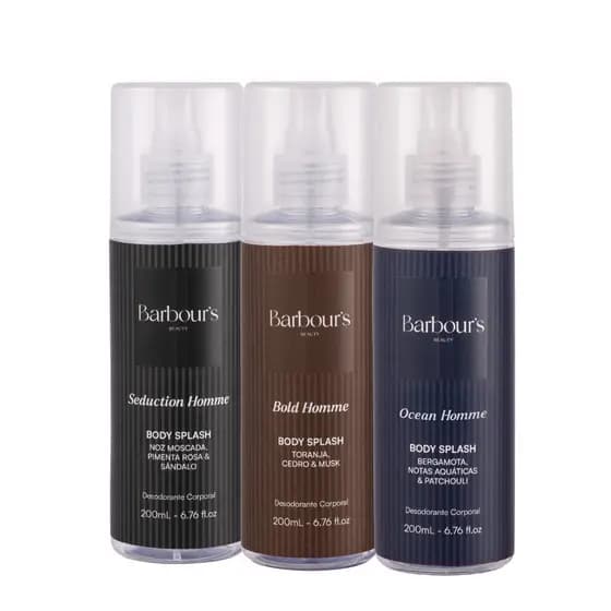 conjunto 3 ou 1 Body Splash Masculino parfum bold home Desodorante Barbours 200ml Elegante Charmoso