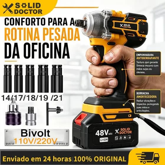 Solid Doctor Kit 3 em 1 Chave de Impacto a Bateria Chave de Roda Carro Parafusadeira 48V 2 Baterias
