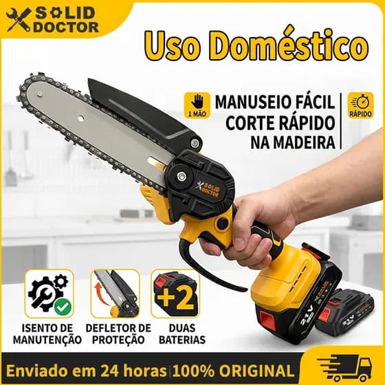 Solid Doctor Serra Elétrica Portátil e Motosserra a Bateria 6", Uso Doméstico e Jardinagem, Leve