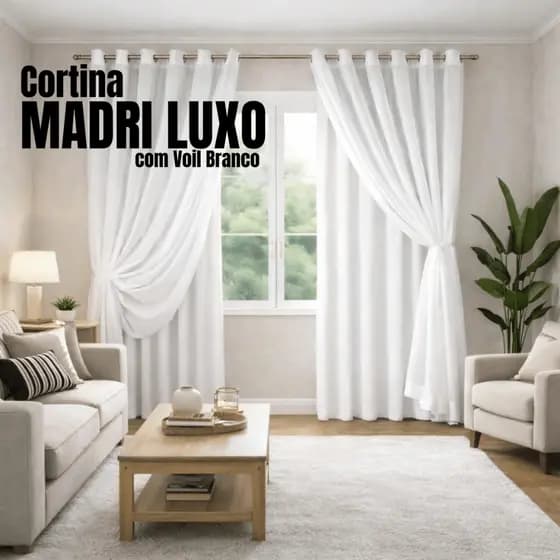Cortina Voil Sala Quarto Escritório 5 Metros Tecido Leve Decoração Para Varão Simples Luxo Premium