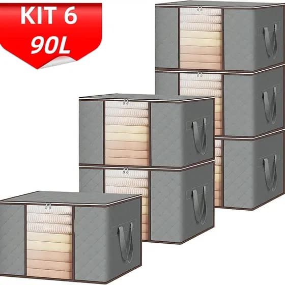 Caixa Organizadora 90L/35L para Roupas com Tampa – Anti-Poeira/Umidade/Insetos | Ideal para Cobertores e Casacos
