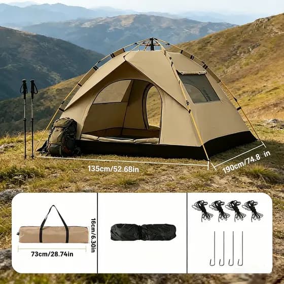 Barraca Camping Automático/Manual 2-3 Pessoas - Barraca De Acampamento A Prova D'Água - Barraca Camping Praia