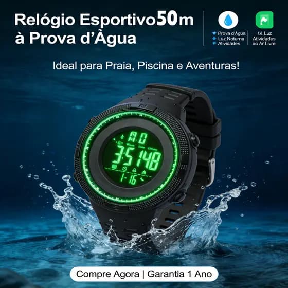 Relógio Masculino Esportivo Skmei 1251 Digital Cronômetro Alarme LED 50m Resistente Água