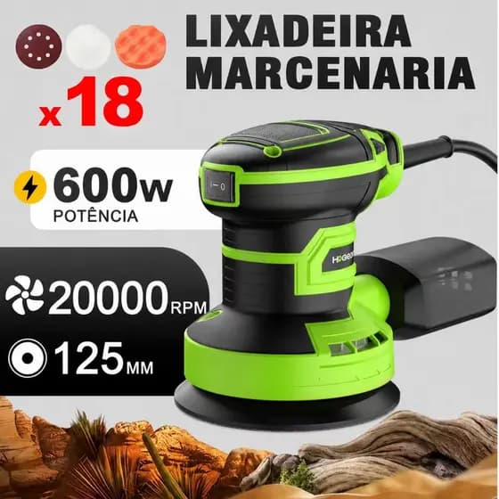 Lixadeira Profissional Orbital 350w 110V/220V Com De Lixa Coletor Inclui 18 lixas grátis