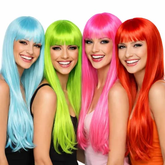 Peruca Longa Lisa Varias Cores Colorida Cosplay, Eventos, Carnaval, Festa A Fantasia, Cabelo Maluco