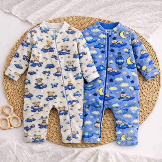 Macacão Bebe Menino Kit 2 Peças com Zíper Frontal | RN ao 3 Anos