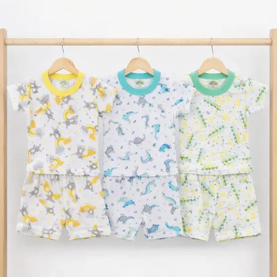 Kit 3 Conjuntos Infantil Menino Ribana Canelada 100% Algodão Blusa e Bermuda 1 a 3 Anos