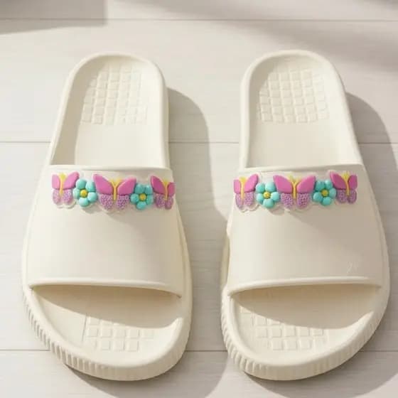 Slide Chinelo Nuvem Borboletas Coloridas Leve Básico Charmosa Moda Meninas Escolas Cores Festas Estilo