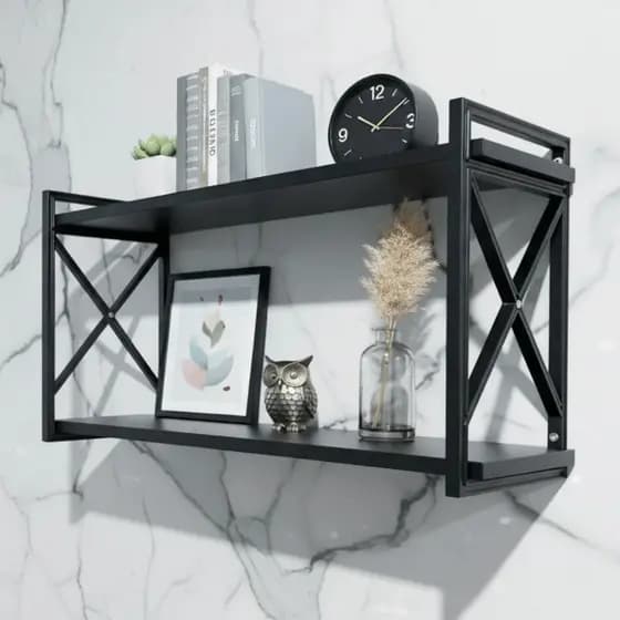 Prateleira Estilo Industrial 70x20cm - Preto Preto