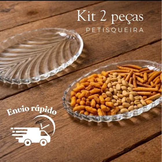 Kit 2 Petisqueiras vidro resistente mesa posta ideal para servir envio rápido