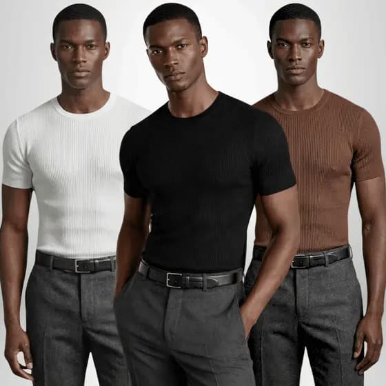 Camiseta Masculina Canelada Com 3, 2 ou 1un Academia Casual Conforto e Durabilidade