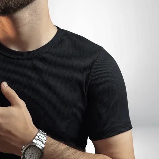 Camiseta Masculina Canelada Americana Ribana Premium Blusa Básica