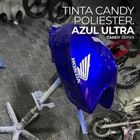 Tinta automotiva base poliester Azul Candy Ultra Pronto Para Uso 225ml/400ml/900ml