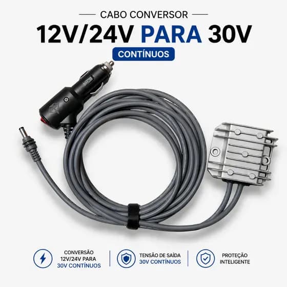 Conversor Dc com Botão P/ Starlink Mini 12/24v 30v 3 Em 1 Veicular 4 metros