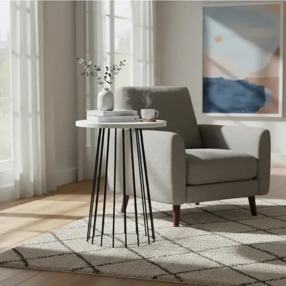 Mesa De Centro De Arame Estilo Industrial Redonda