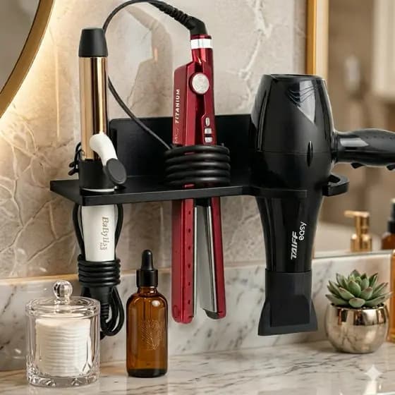 Suporte Organizador De Secador De Cabelo 3 em 1 Para Banheiro Salão Compativel Com ModeloTaiff Style