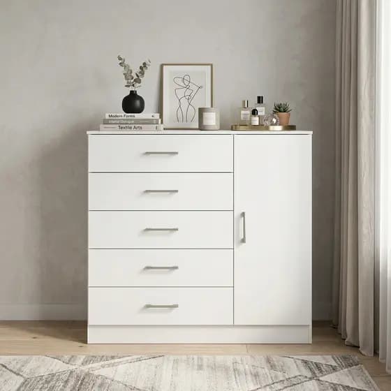 Cômoda 5 Gavetas Porta Organizadora de Roupas Grande c Sapateira Quarto Casal Sonhare Miami Casa Dee