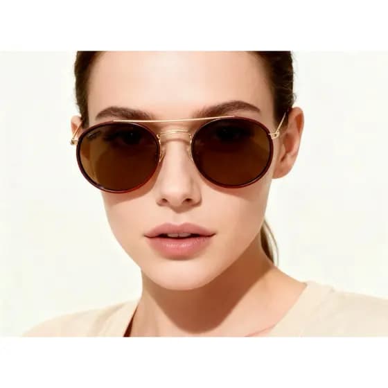 Óculos de Sol Feminino Masculino Redondo Luxo Moda Brasileira Com Lente Marrom e Preto Estilo Retrô Tendência