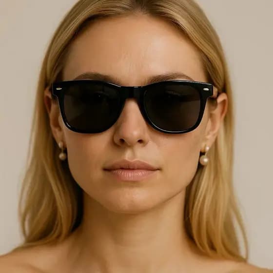 Óculos de Sol Femino Retangular Redondo com Lente Preto Vintage Moda Brasileira Chic
