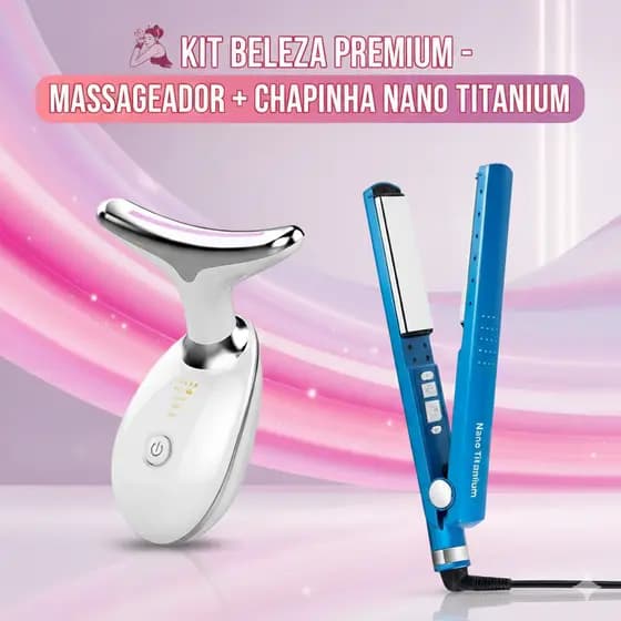 Chapinha Nano Titanium 450°F Prancha Alisadora Progressiva Bivolt + Massageador Facial