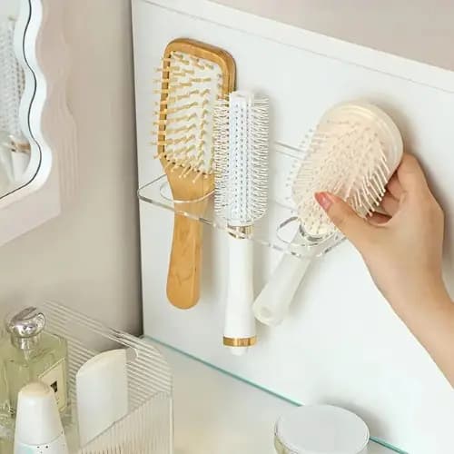 Suporte Escova de Cabelo Acrílico Cristal Utilidades Organizadores Quarto Penteadeira Guarda Roupa